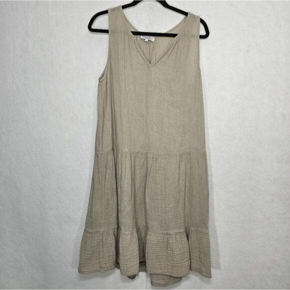 Michael Stars Tan Textured Sleeveless Tiered Shift Dress Medium - Picture 1 of 9